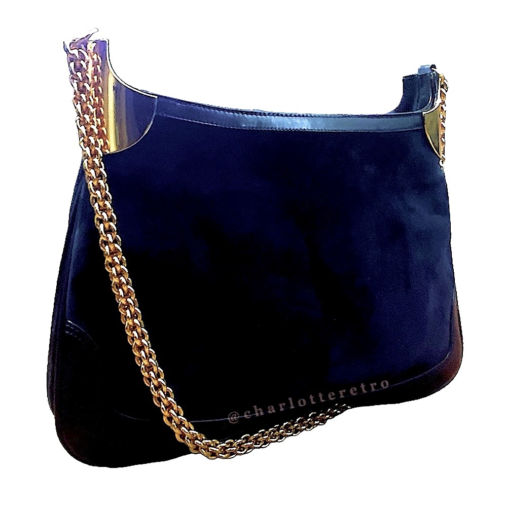 vtg Bettina Suede Bag w Rope Chain Strap • Italy - Picture 3 of 16